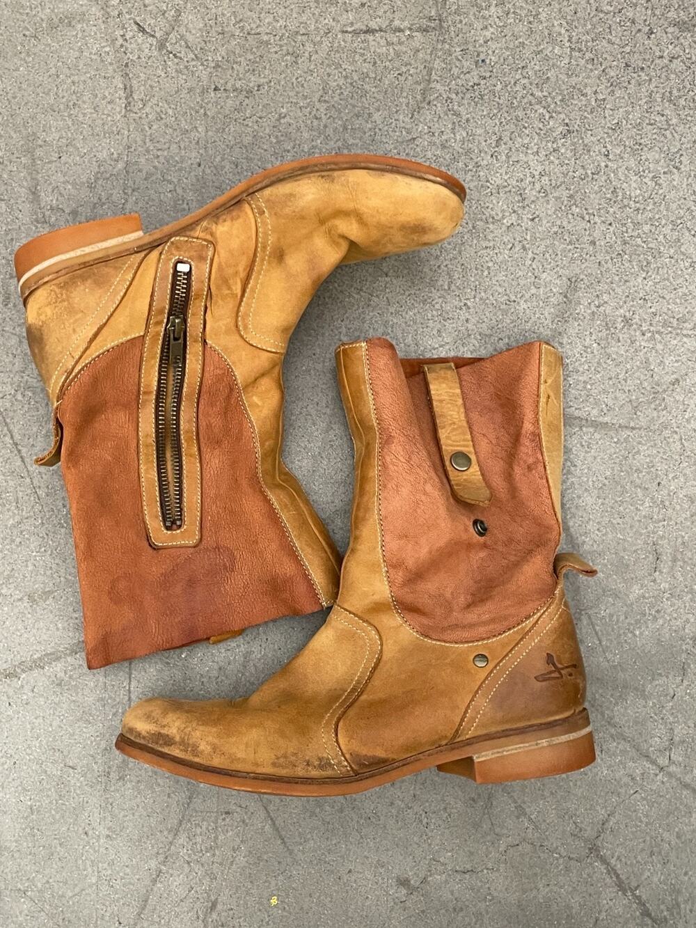 J Shoes Furlong Leather Ankle Boots 6.5 Brown Distressed Moto Western Boots